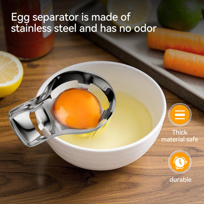 Sretanj Egg Yolk Separator，Egg Separator for Raw Eggs,Food Grade Stainless Steel Egg Yolk White Separator, Kitchen Baking Gadgets