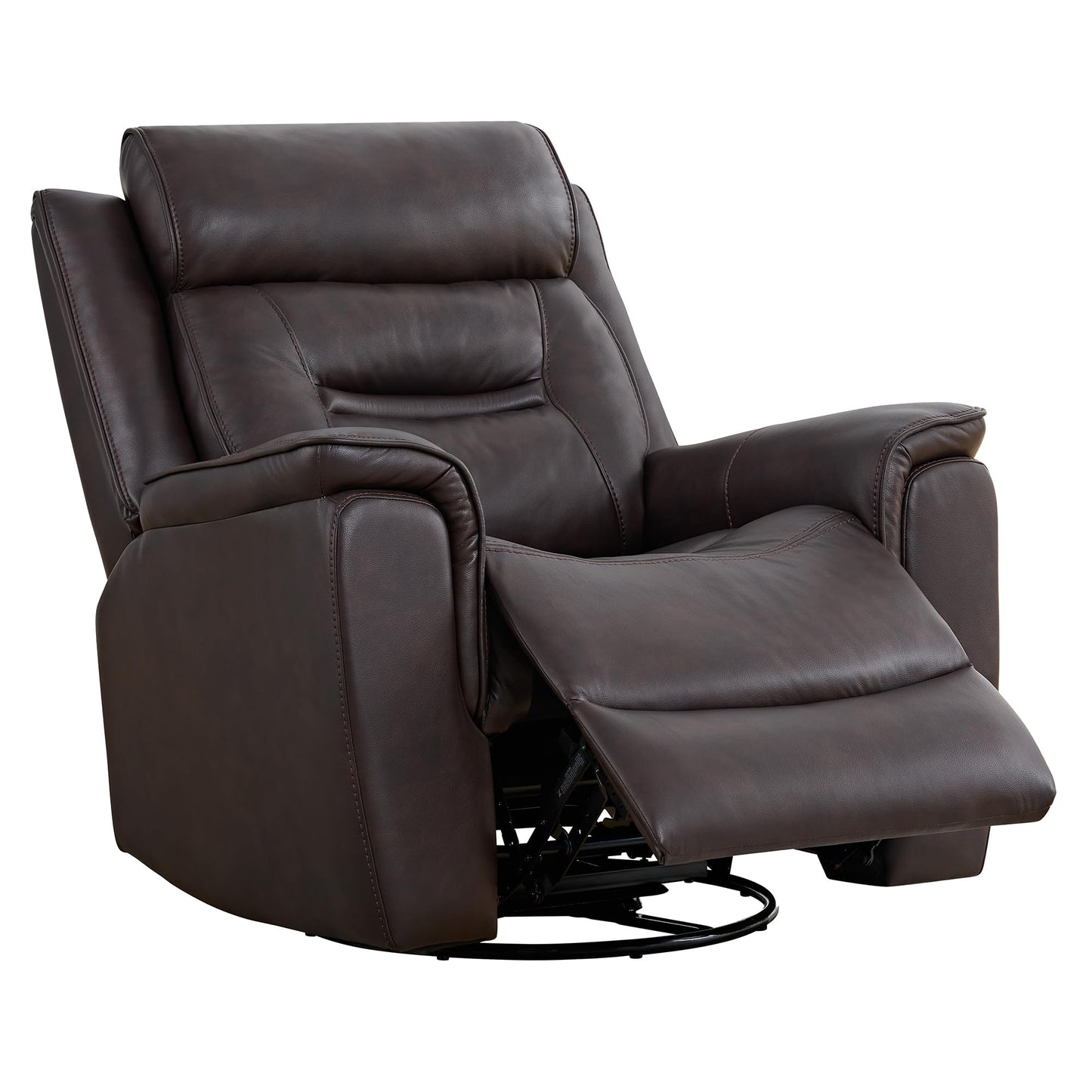 KISLOT Leather Recliner Chair, 360° Swivel Rocker for Adults Manual Rocking Reclining Chair with Adjustable Backrest Footrest for Living Room Bedroom Home Theater Seating