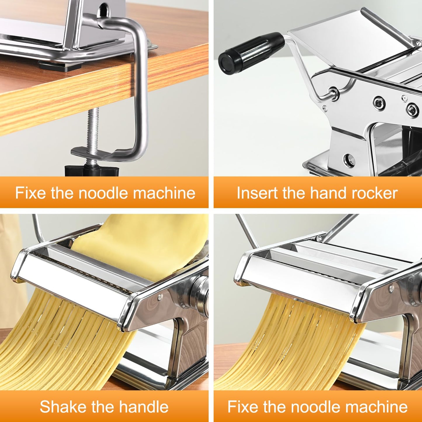 FrutPunch Manual Pasta Maker Machine, 9 Adjustable Thickness Settings, Roller and Cutter for Spaghetti, Fettuccine, Lasagna