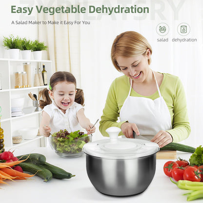 Zypilatsry 6L-Stainless Steel Salad Rotator, Vegetable Dishwasher,Lettuce Cleaner and Dryer, Kitchen Strainers.