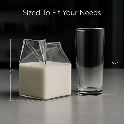 12 1 Restaurantware Ounce Glass Milk Carton Reusable Milk Carton Creamer - Durable Serve Cream Milk or Juice Clear