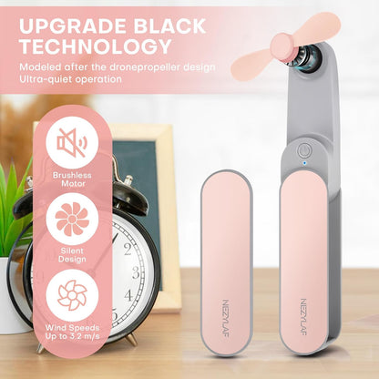 Nezylaf Portable Mini Handheld Fan - Rechargeable Personal Fan for 9-15 Hours | Perfect for Travel & Beach