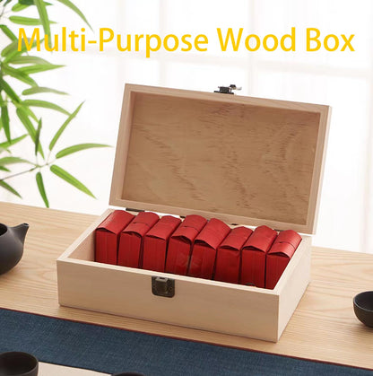 YXFZPAN Wooden Box with Hinged Lid - 8x6x3 Inch Natural Gift Box for Craft DIY Jewelry Boxes - Small Reusable Storage for Home Decor Art Supplies