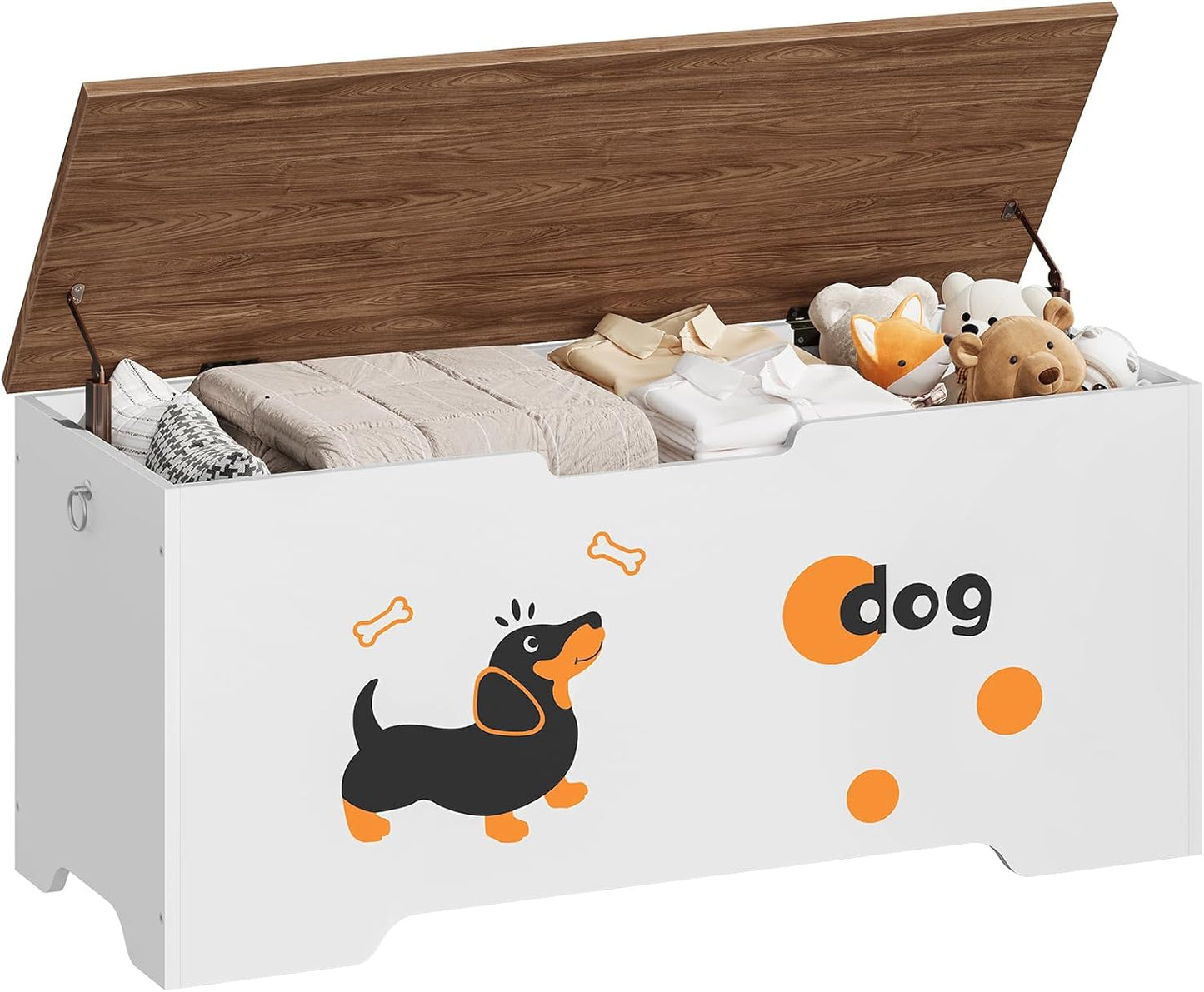 2 43.3" WH495CW01 HOOBRO Toy Box, Toy Chest with Safety Hinges, Storage Bench, Wooden Storage Chest, for Entryway