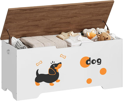 2 43.3" WH495CW01 HOOBRO Toy Box, Toy Chest with Safety Hinges, Storage Bench, Wooden Storage Chest, for Entryway