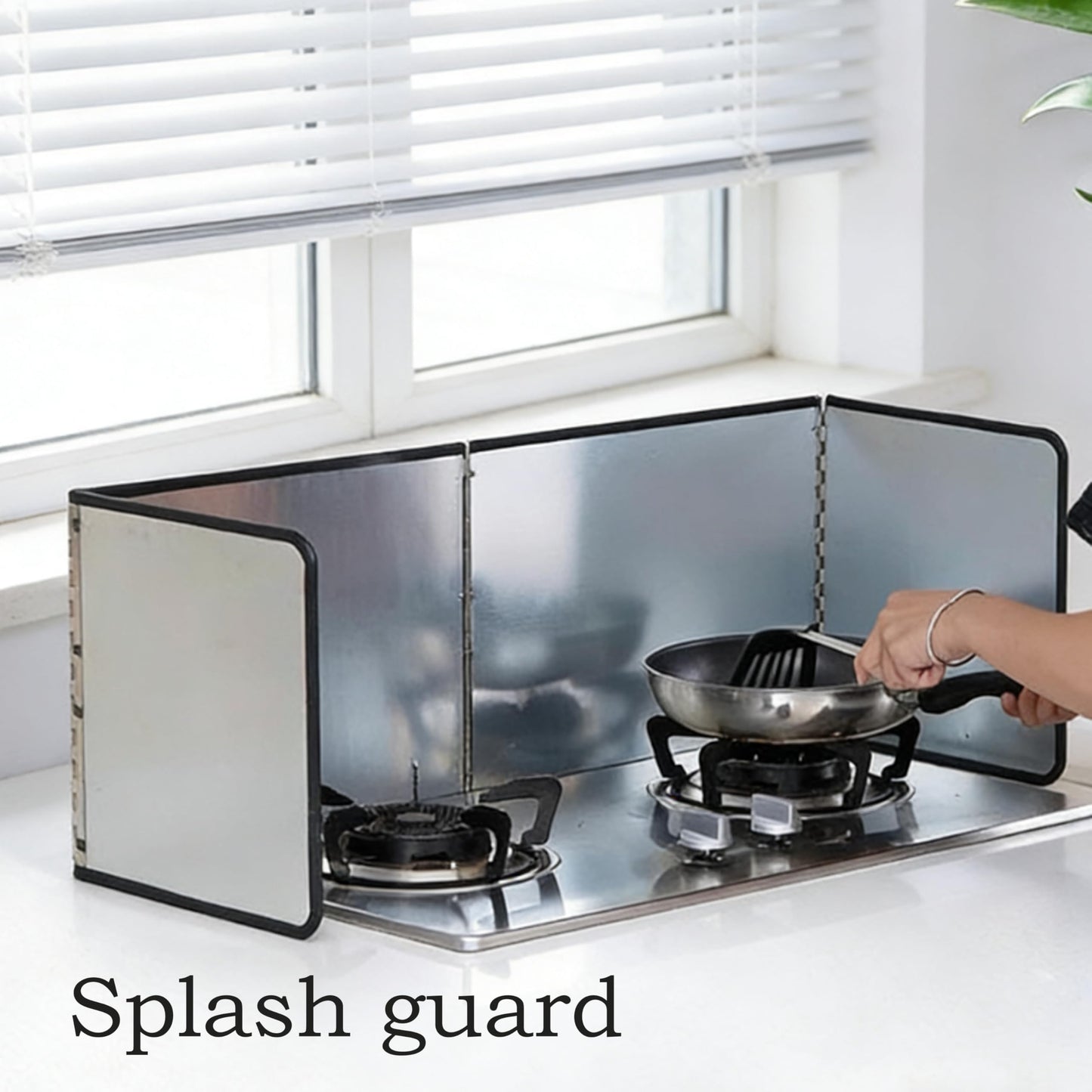 Splatter Screen - 4 Sided Stainless Steel Grease Splatter Guard for Frying Pan, Fine Mesh Oil Splash Protector, Stove Top Splatter Shield, Easy Clean & Durable Kitchen Essential