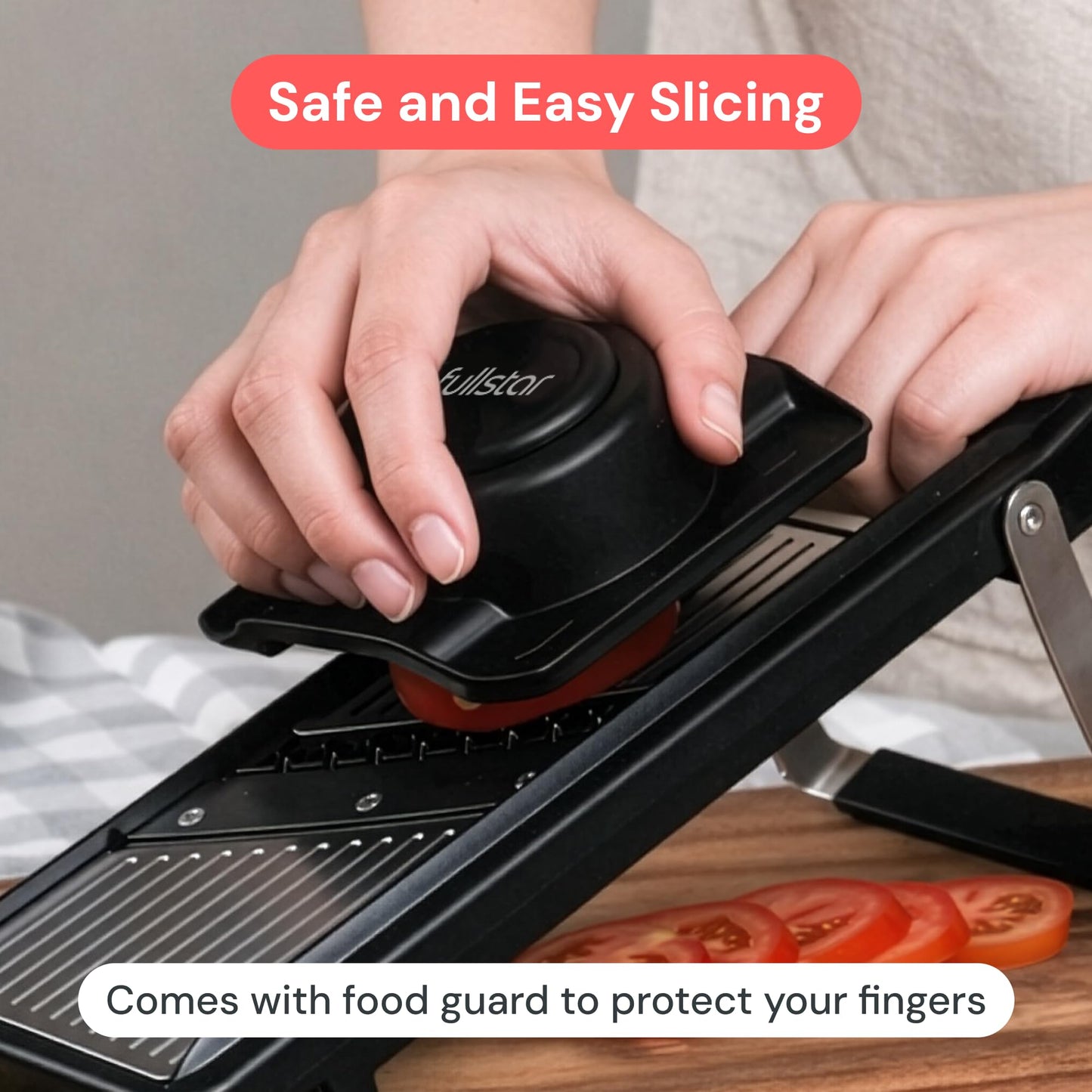 Fullstar 2 in 1 Stainless Steel Mandoline - Adjustable Thickness (1-4mm) - Vegetable Slicer with Julienne Blade for Potatoes, Fruits, Vegetables and Cheese, Food Prep Cutter for Easy Meal Prep