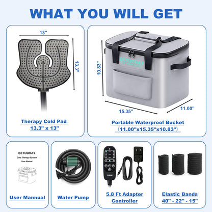 Ice Machine for Knee After Surgery, Portable Cold Therapy Machine, Knee Replacement Recovery System with Programmable Timer, 3 Speeds & 18 Hours Cooling, Pain Relief for Injuries Recovery
