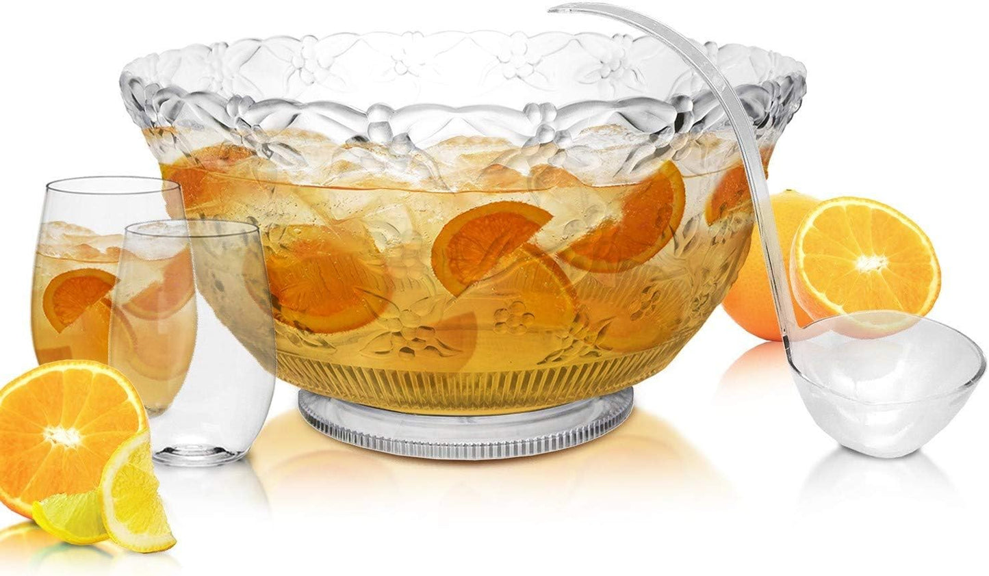 Party Essentials N512 Clear Hard Plastic 5-Ounce Punch Bowl with Serving Ladle, 1-Count