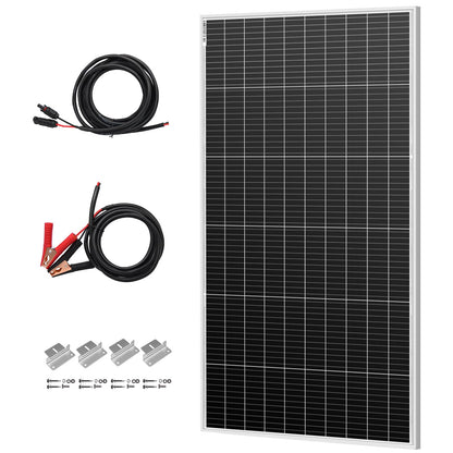 DOKIO 200W 18V Solar Panel Kit Monocrystalline with Aluminum Frame and MC4, Mounting Brackets, Alligator Clips & 5m Cable for RV, Boat, Roof, Cabin, Off-Grid (Controller Required)