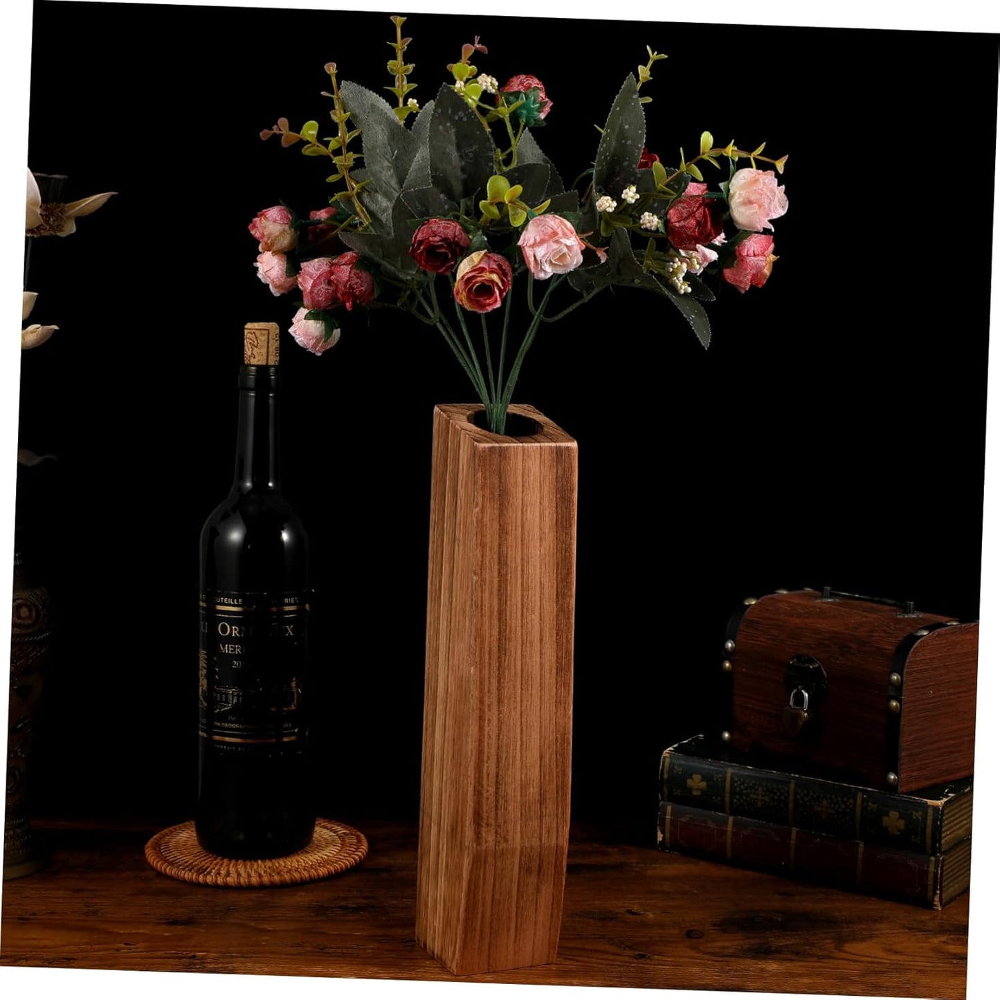 Desktop Wooden Flower Vases - Creative Flower Holder Home Decor, Decorative Plant Pots, Tabletop Decoration