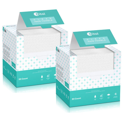 Face Towels, 10"×12" Disposable Face Towel, Face Towelettes XL, Ultra Soft Makeup Remover Dry Wipes, Thick Face Towel for Sensitive Skin, 50 Count (1 Pack)