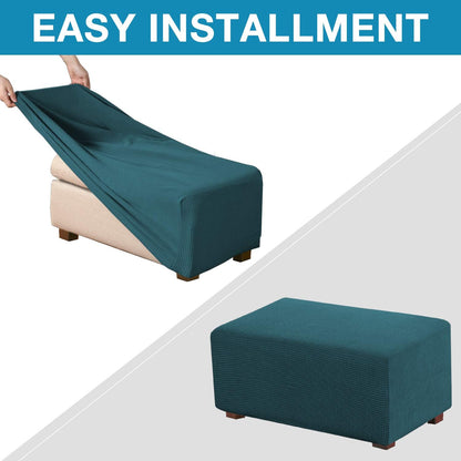 Flamingo P Oversized Spandex Jacquard Ottoman Slipcover, Stretch Storage Cover Protector (X-Large, Deep Teal)