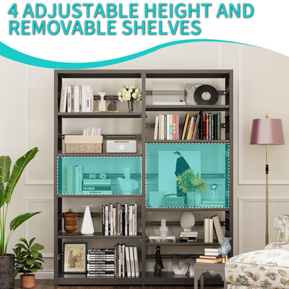 SteeLoong 5 Tier Bookshelf,Metal Storage Shelves Black Bookcase with 4 Adjustable Shelves,Shelving Unit Shelf Organizer,Tall Bookshelf Shelves for Living Room,Office（1 Main Shelf +1 Subframe Shelf）