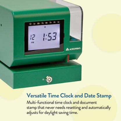 Acroprint M150MC4 Heavy-Duty Digital Time Recorder, Steel Construction, Backlit LCD