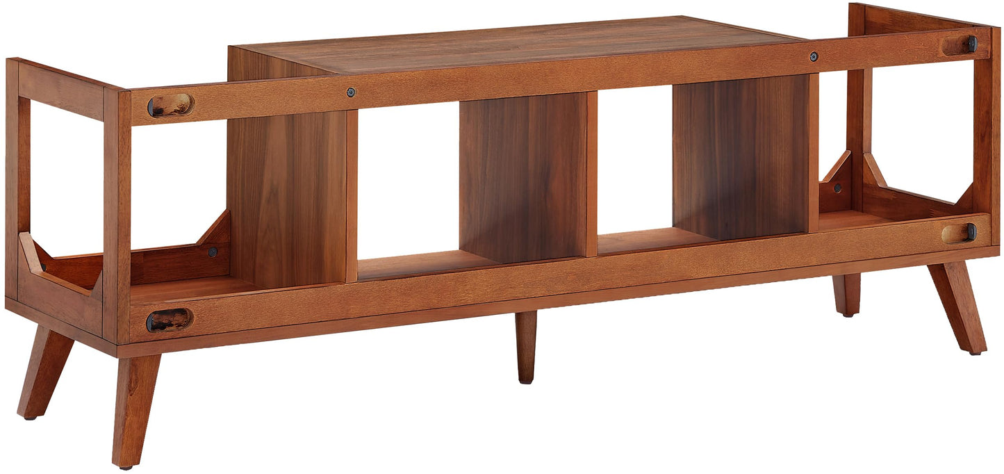 Crosley Furniture Asheville Mid-Century Modern Media Console Record Player Stand, Storage for Vinyl Records, Walnut