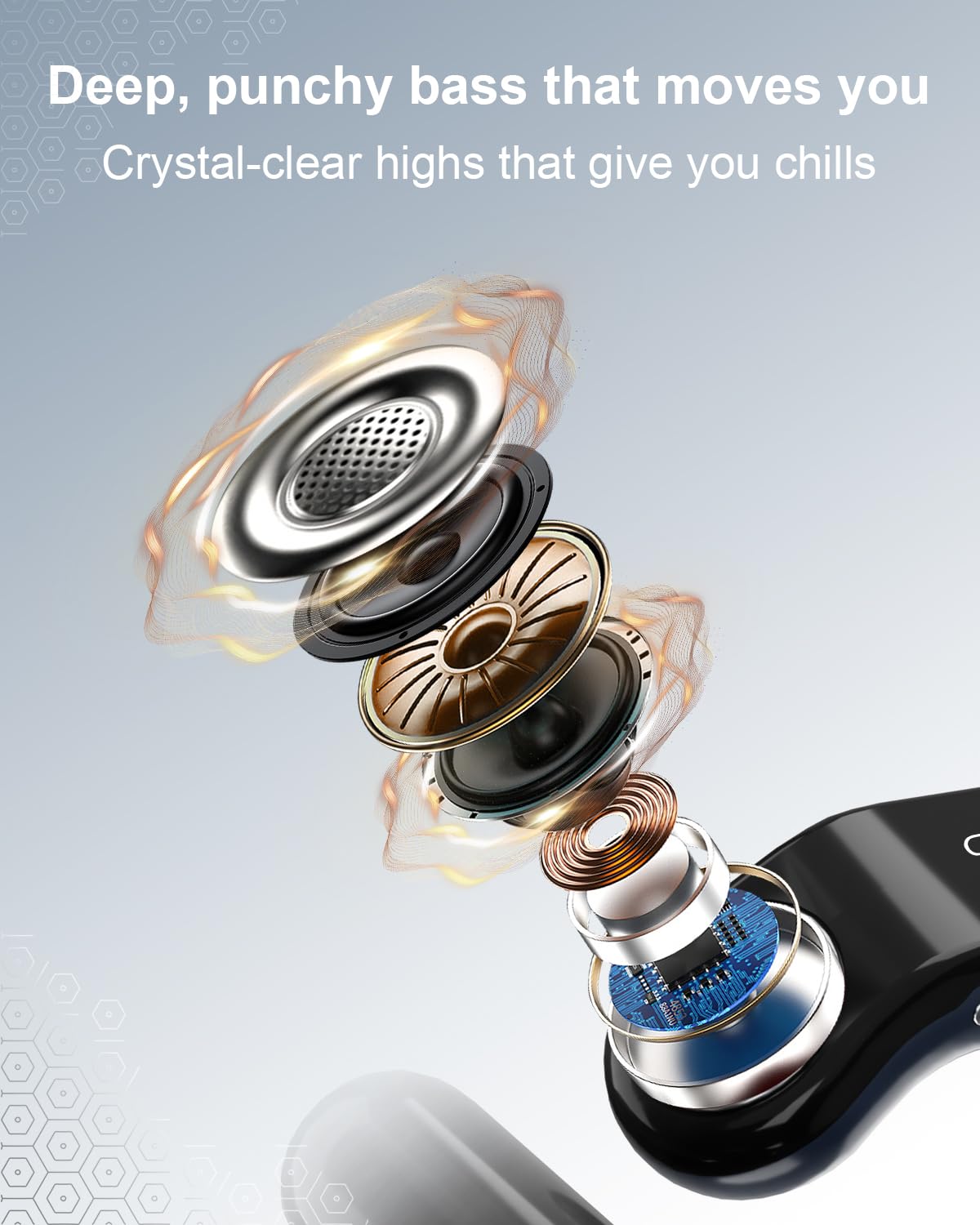 OJW Open Ear Headphones, Unlimited Power Earphones with Case & Replaceable Battery, OWS Bluetooth 5.4 Wireless Headphone with Mic, IPX7 Waterproof Headset for Sports, Compatible with iPhone & Android