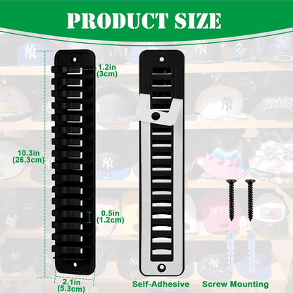 Hat Racks for Wall, 2pcs Cap Organizer Holds Up To 32 Caps, Sticky or Drilling Use, Hat Storage for Closet, Office