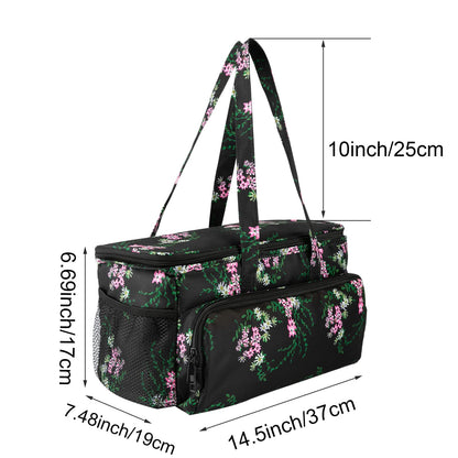 Ryhiac Yarn Storage Organizer Tote Bag Knitting Project Bag Yarn Holder Traveling Crochet Handbag Floral for Bulk Yarns,Crochet Hooks,Knitting Needle,Crochet Acessories