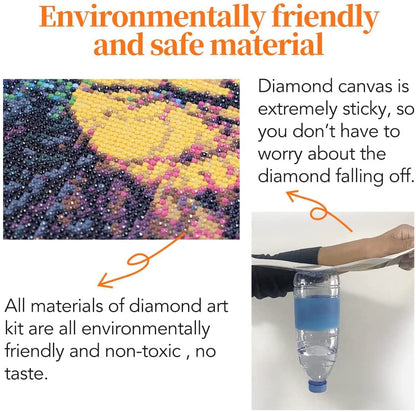 WHYCJXWL Diamond Art Kits for Adults and Kids, Full Drill Round Rhinestone Diamonds, Cross Stitch Embroidery Art, Winnie Pooh Diamond Art (12X16 Inch)