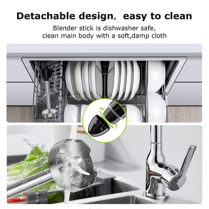 Bonsenkitchen Hand Blender, Immersion Blender with 2 Mixing Speed, Electric Handheld Mixer Portable Stick Mixer with Stainless Steel Blades for Soup, Smoothie, Puree, Baby Food