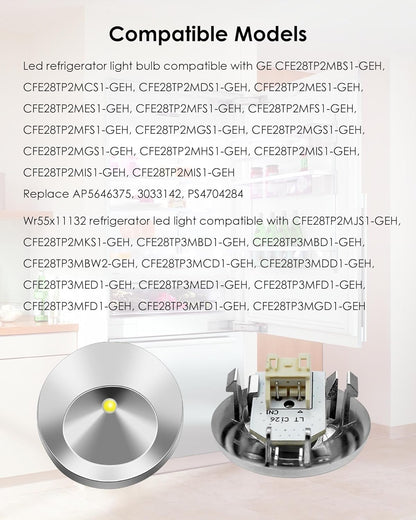 WR55X11132 LED Light and Cover Assembly for GE Refrigerator Replace WR55X26487 WR55X30603 WR55X30602 WR55X26486 (1 Pack)
