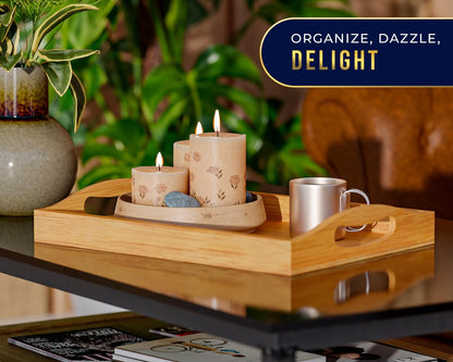 Set 3 Comfify Bamboo Serving Trays of Ottoman Trays for Food, Entertaining, and Decor Minimalist Design