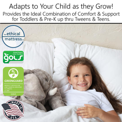Ethical Mattress CO 6" Kid’s Mattress, Toxin-Free, Made in the USA with Organic Cotton, Wool, Latex & Pocketed Coils (Bed-in-a-Box); Perfect for bunk beds, trundles & Platform beds - Twin Size