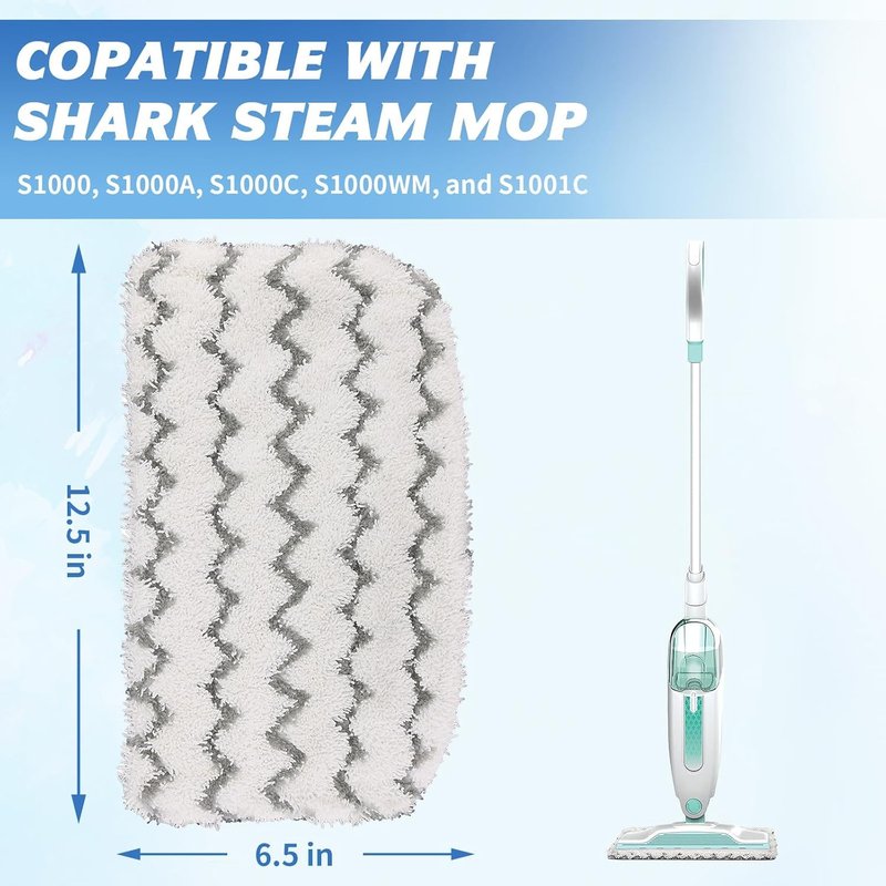 6 Pack Thickened Steam Mop Replacement Pads, Durable Microfiber Mop Pads Compatible with Shark S1000/S1000A/S1000C/S1000WM/S1001C, Washable Pads for Pet Owners and Families with Kids