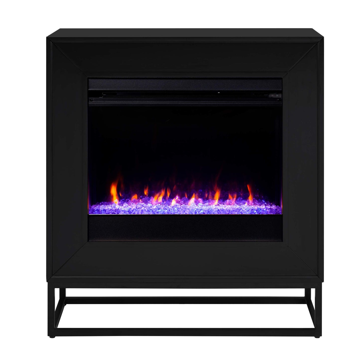 SEI Furniture - Holly & Martin Frescan Color Changing Electric Fireplace - Transitional Design, Black Glass and Wood - Ideal for Living Room, Bedroom (FC1063059)