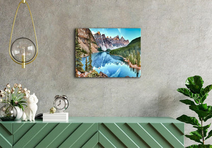 Colorado Wall Art, Banff Mountain Moraine Lake National Park Photo Canvas Prints, 12x16” Framed Pictures