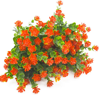 Artificial Flowers Faux Plastic Greenery Shrubs, UV Resistant Outdoor Plants for Home Kitchen Office Wedding Decor