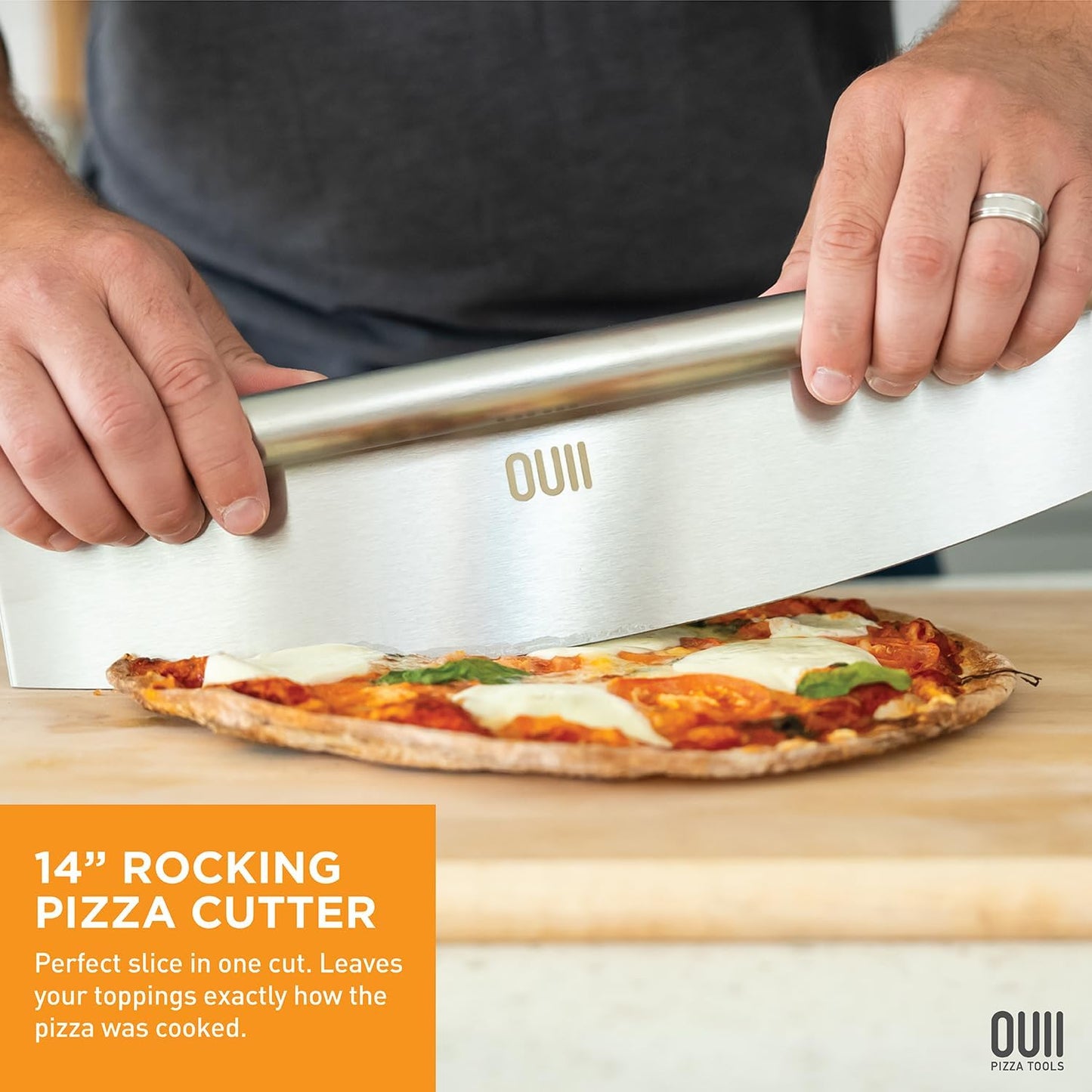 Perforated Pizza Peel 12 x 14 Inch, Paddle Spatula with Foldable Handle, Pizza Cutter Rocker 14'' Blade