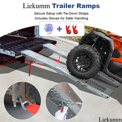 LIEKUMM 83" ATV Ramps 2-Pack, 1000 lbs Capacity Folding Loading Ramps 500 lbs Each, Heavy Duty Truck Ramps for Pickup Trucks, Trailer, Lawn Mower