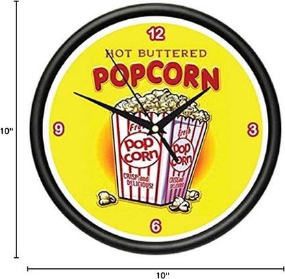 SignMission Popcorn Wall Clock, Movie Theater Home Decor
