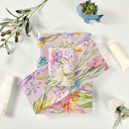 Set Set 3, 1 1 1 ALAZA Chic Iris Purple Flowers and Yellow Butterflies Bath Towel Luxury Decorative of Bath Towel Hand
