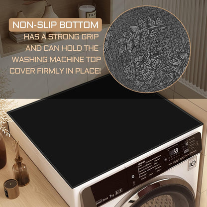 Washer or Dryer Top Mat Cover, Anti-Slip Dust-Proof Top Cover, 23.6'' x 23.6'' Black Covers for Home Kitchen