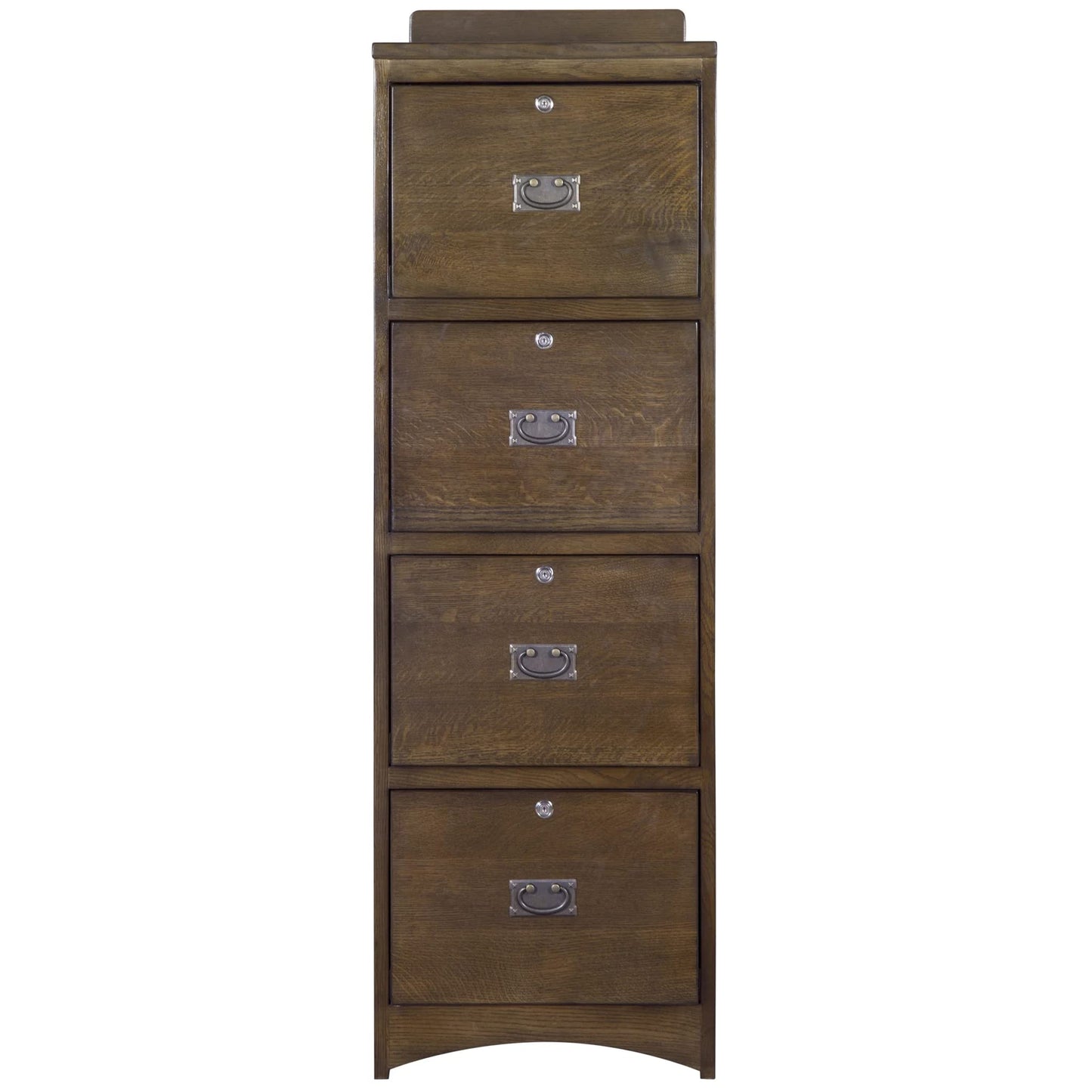 Crafters and Weavers Mission Solid Oak 4 Drawer File Cabinet - Dark Brown Walnut