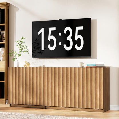 Now Mais Modern Buffet Cabinet with Storage, 78.7" Tall Fluted Arched Sideboard Cabinet w/Adjustable Shelves, Wooden Modular Coffee Bar for Dining Room, Kitchen, Living Room, Entryway, Natural