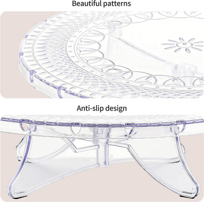 NWK 12inch Lighted Clear Cake Stand Plate Holder with String Lights Fit for 6inch, 8 inch, 10 inch, 12 inch Cakes for Wedding Birthday Cake Decorations