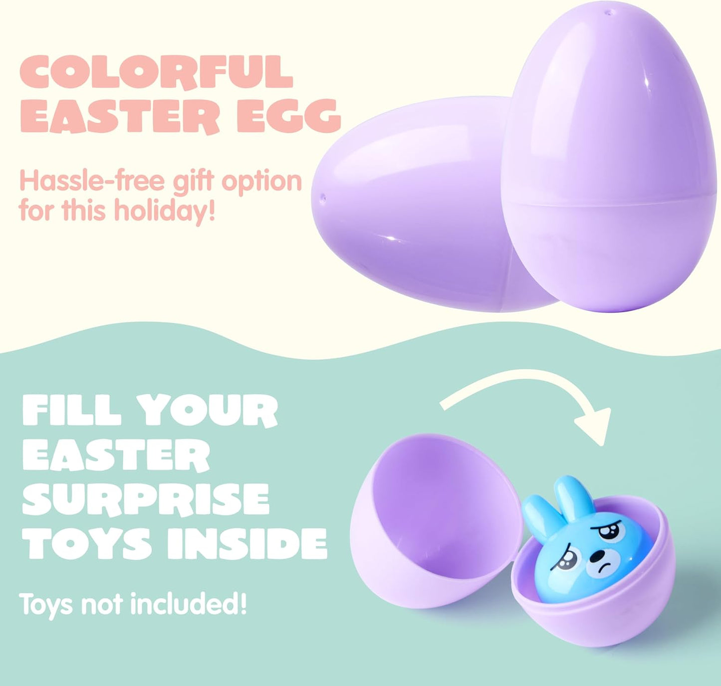 3.15" 25PCS JOYIN Pastel Easter Eggs, Large Plastic Eggs, Empty Colorful Fillable Eggshells for Easter Hunt, Party