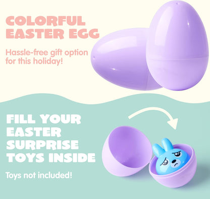 3.15" 25PCS JOYIN Pastel Easter Eggs, Large Plastic Eggs, Empty Colorful Fillable Eggshells for Easter Hunt, Party