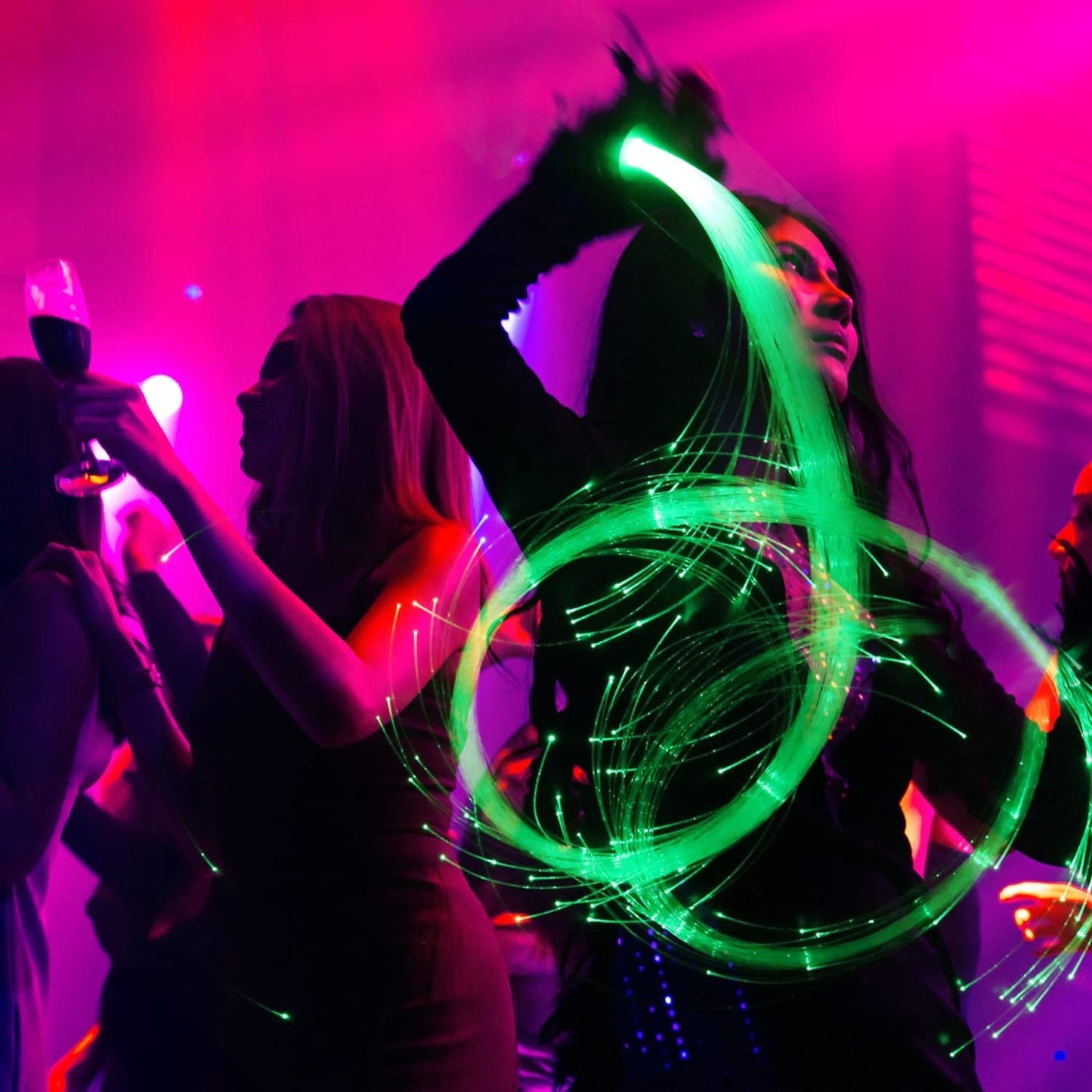 AMKI 6ft Rechargeable LED Fiber Optic Whip, 360 Swivel 36 Mode Effects Super Bright Light Up Dance Rave Toy Great for Raves Parties, Light Shows, EDM Pixel Whip Flow Lace Dance Festival