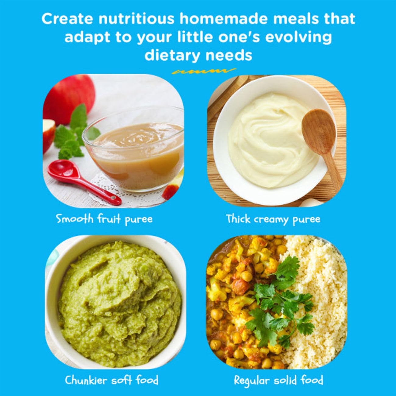EVLA'S Baby Food Maker, Steamer, Blender, Baby Food Processor for Healthy Homemade Baby Food in Minutes, Touch Screen with 6 Reusable Food Pouches, Baby Registry Essential, White
