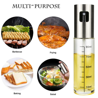 Olive Oil Sprayer for Cooking, 100ml Oil Spray Bottle, Portable Glass Oil Mister for BBQ, Air Fryer, Baking, Roasting, Grilling, Kitchen Gadgets