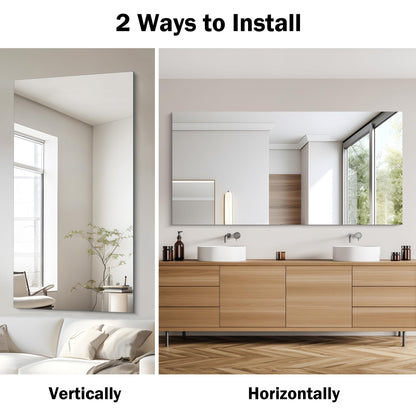 CILIBER Frameless Mirror, 30x60 Inch Large Bathroom Mirrors for Wall, Upgraded Shatterproof Rectangle Vanity Mirror Over Sink with Polished Edge for Bathroom,Bedroom,Living Room and Entryway