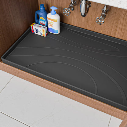 Under Sink Mat 31" x 19", Silicone Under Sink Liner for Kitchen and Bathroom, Waterproof Cabinet Protector Drip Tray, Protects Cabinets from Leaks and Spills