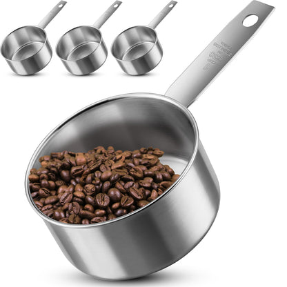 Ashmacdo 4Pcs 1 Cup Measuring Cup,Stainless Steel Measure Cups Metal Scoops for Wet and Dry Ingredients, Great Kitchen Gadgets for Cooking (1 Cup)