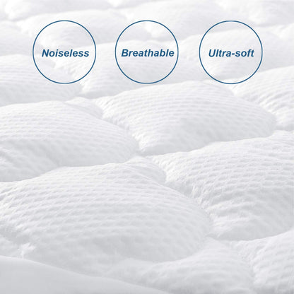16 Inch Full Size Air Mattress Pad Cover, Quilted Mattress Protector, Super Soft Breathable and Noiseless Down