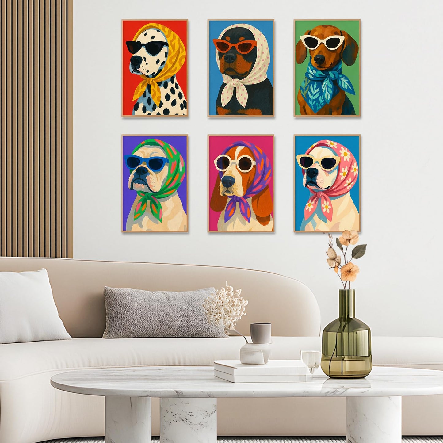 GEEHEIY 6 Pack Paint by Numbers Kit for Adults, Cartoon Dog Adult Paint by Number Kits on Canvas, DIY Animal Acrylic Oil Number Painting for Adults, Perfect for Home Decor 8x12 Inch